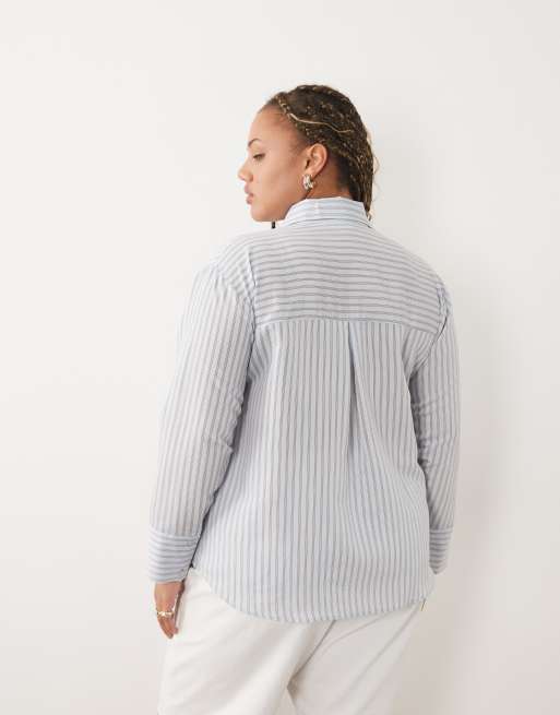 ASOS DESIGN Curve - Oversized skjorte med blå striber, 4 af 4
