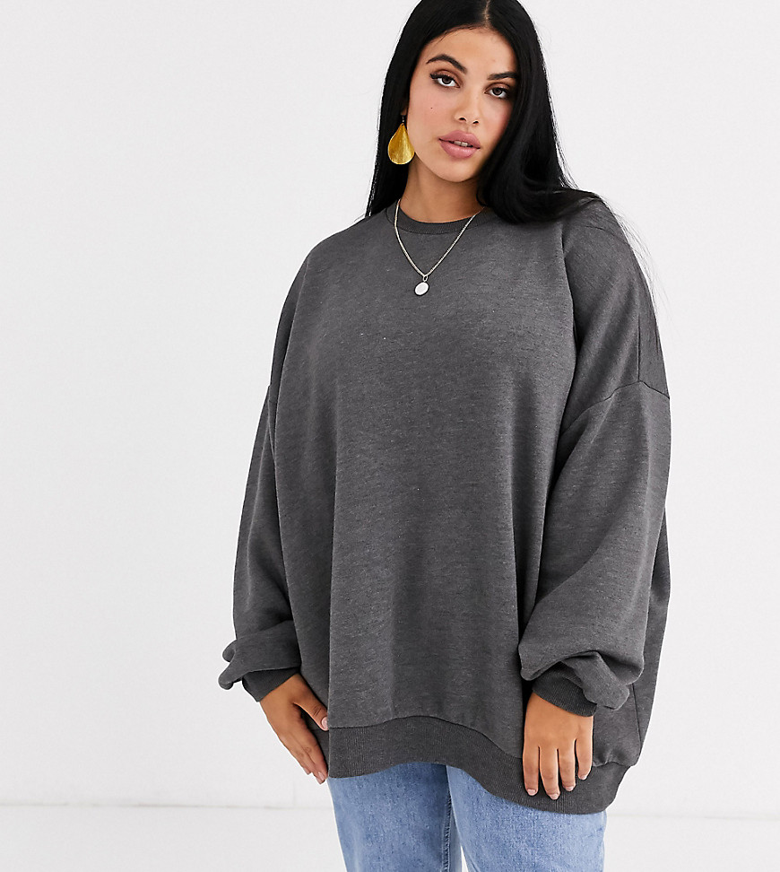 ASOS DESIGN Curve oversized super soft sweatshirt in charcoal-Black