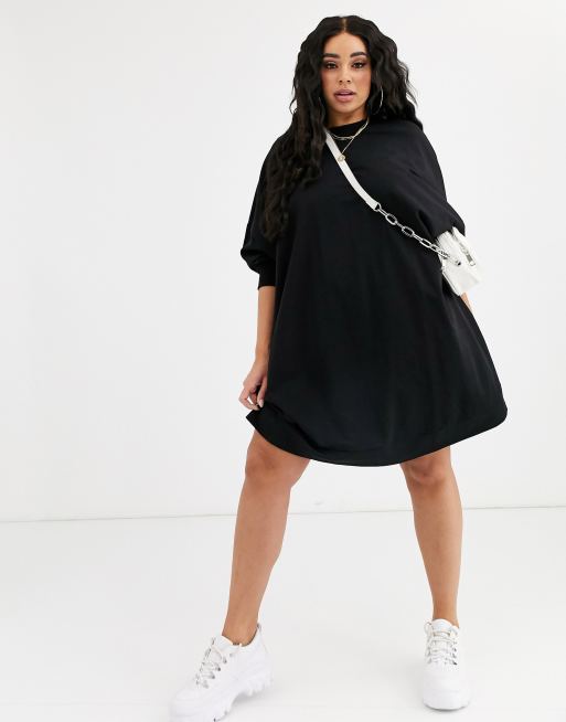 ASOS DESIGN Curve oversized sweat dress in black ASOS