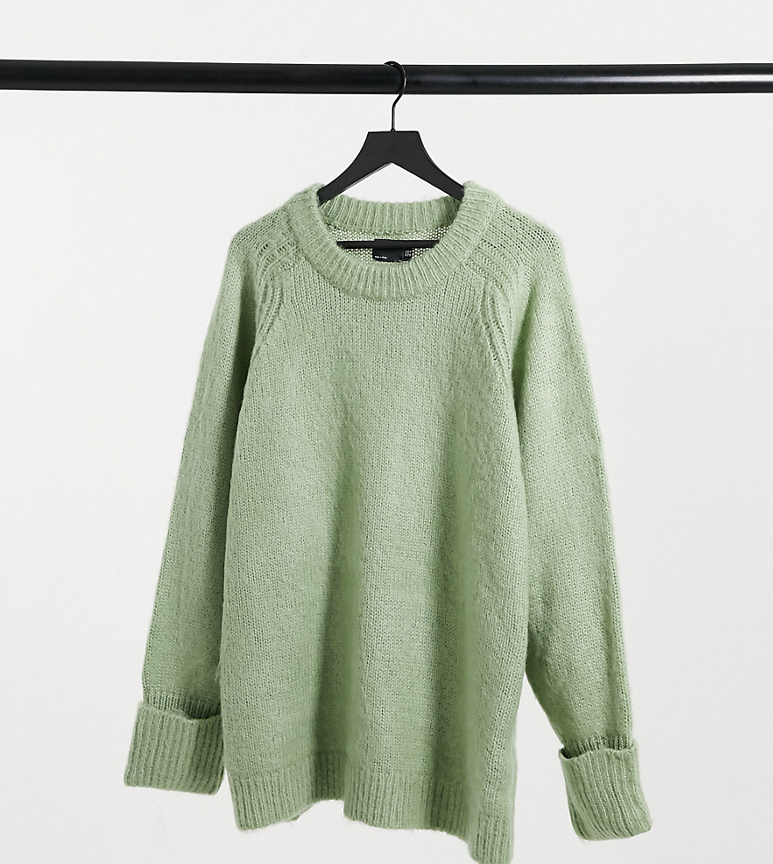 ASOS DESIGN Curve oversized sweater in brushed yarn in sage-Brown