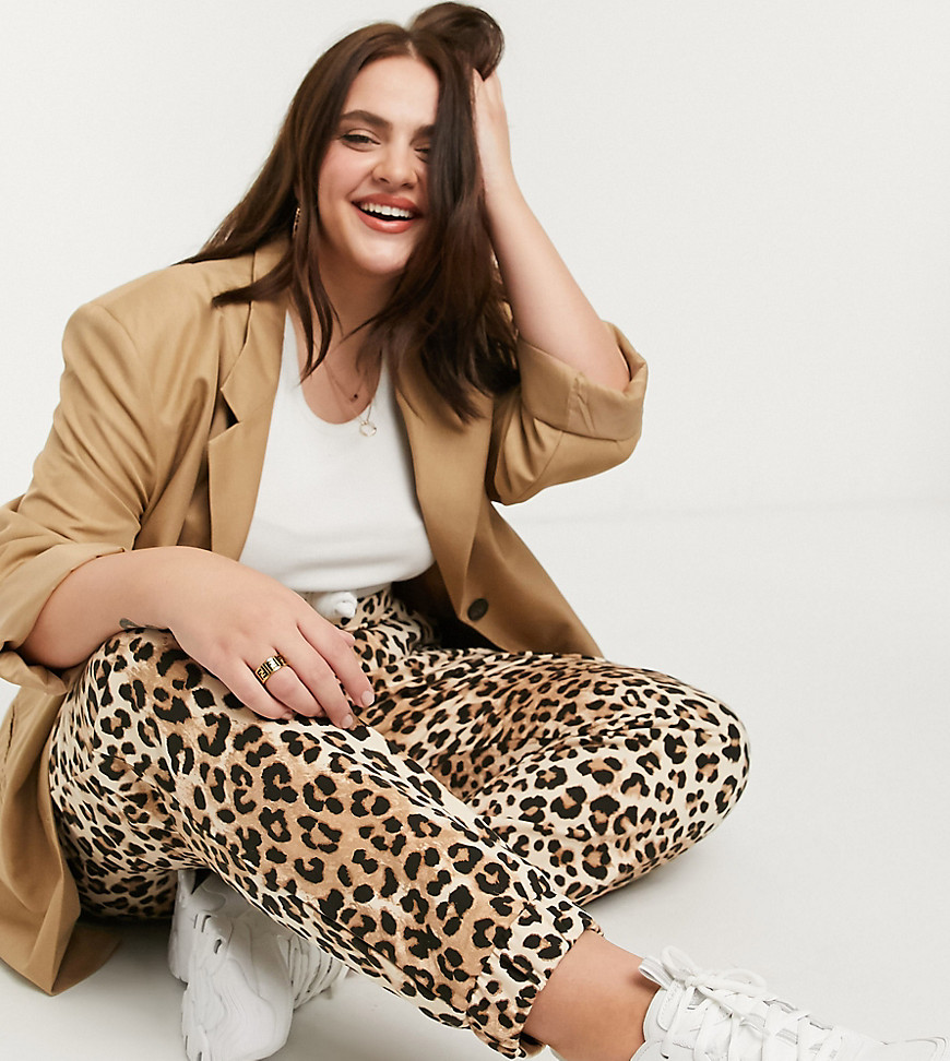 ASOS DESIGN Curve oversized sweatpants in leopard print-Multi