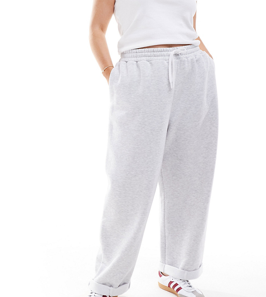ASOS DESIGN Curve oversized sweatpants with turnback hem detail in gray heather