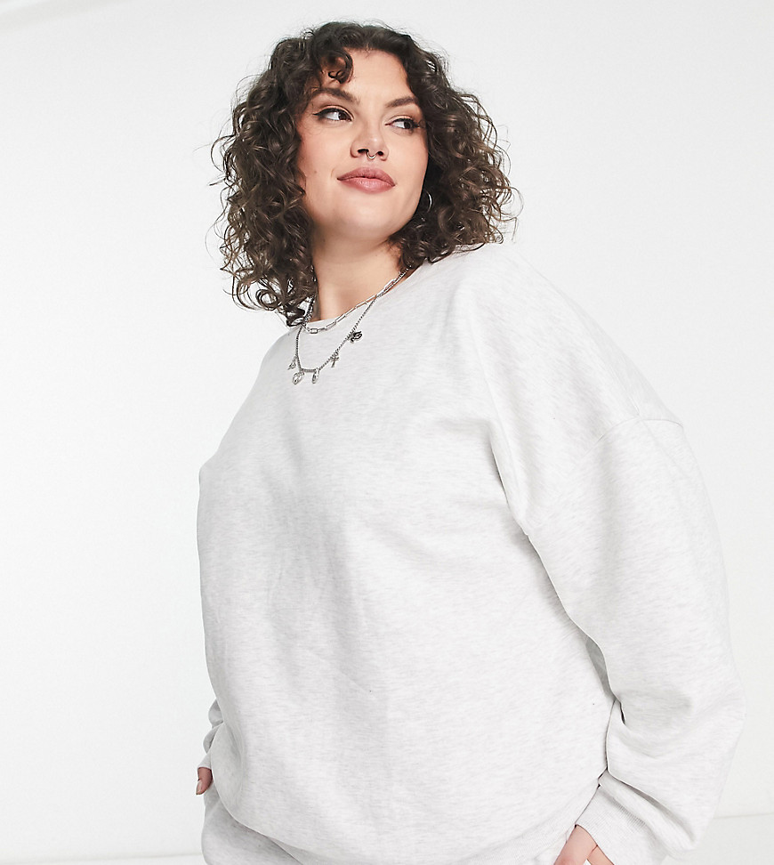 ASOS DESIGN Curve oversized sweatshirt co-ord in ice marl-Grey