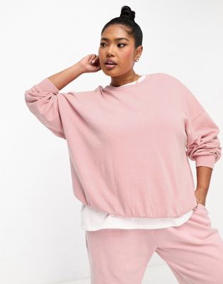 ASOS DESIGN Curve oversized sweatshirt co-ord in washed pink