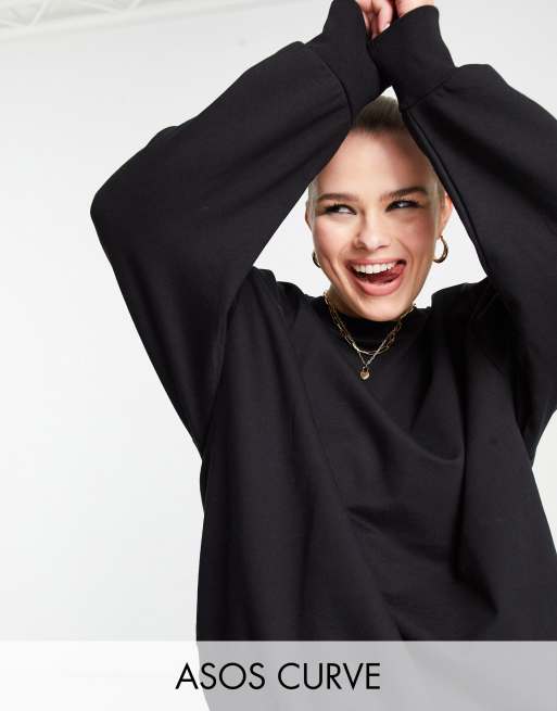 ASOS DESIGN Curve - Oversized sweatshirt i sort