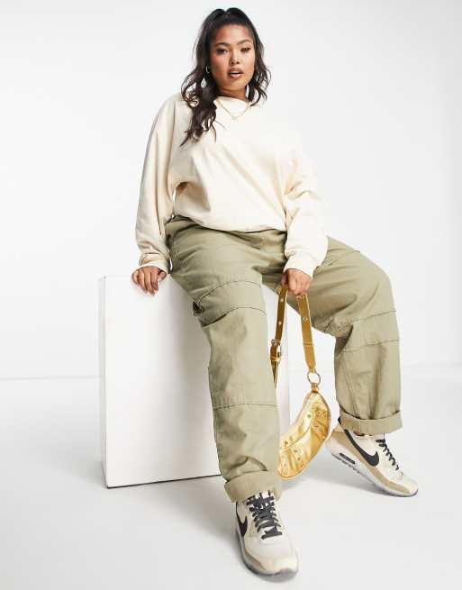 ASOS DESIGN Curve oversized sweatshirt in cream