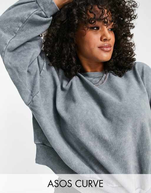 ASOS DESIGN Curve - Oversized sweatshirt in grijs met wassing