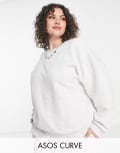 [ASOS Curve] ASOS DESIGN Curve oversized sweatshirt in ice marl-Grey 22 Ice Marl