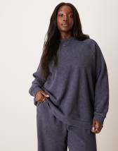 ARRANGE Curve cotton oversized long sleeve T-shirt in buttermilk