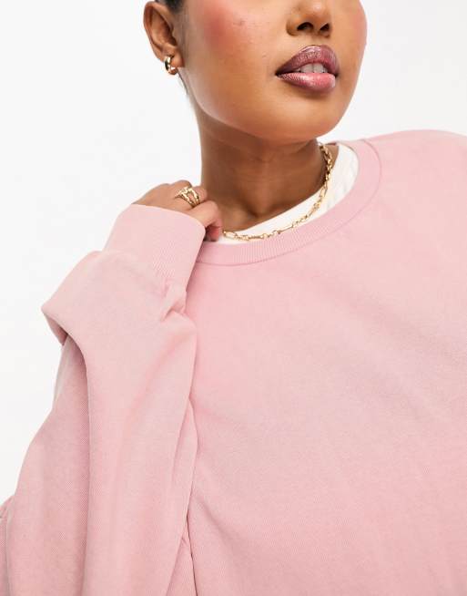 ASOS DESIGN Curve oversized sweatshirt in washed pink part of a set ASOS