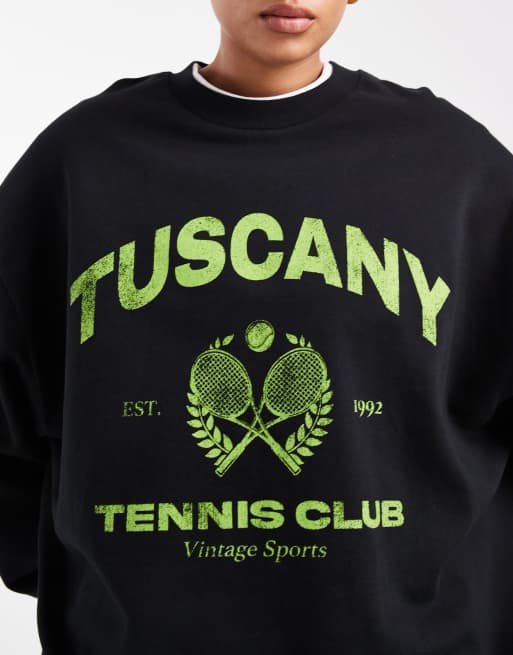 ASOS DESIGN Curve - Oversized sweatshirt met grafische 'Tuscany' print in zwart, 4 van 4