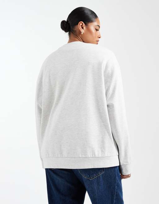 ASOS DESIGN Curve - Oversized sweatshirt met sportieve '1998' opdruk in gemêleerd ijsgrijs, 4 van 4