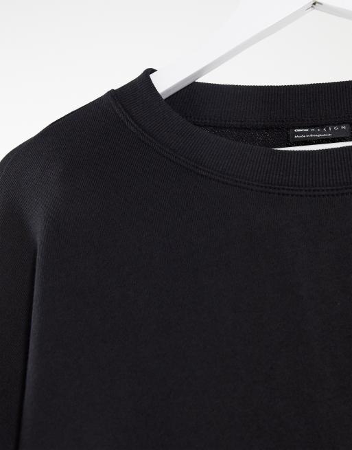 ASOS DESIGN Curve - Oversized sweatshirt van katoen in zwart - BLACK, 3 van 4