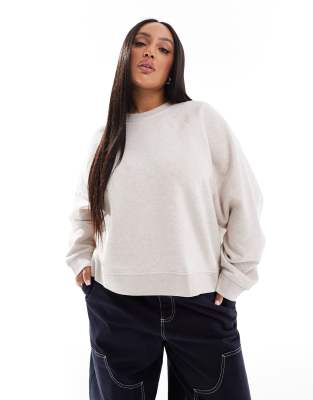 ASOS DESIGN Curve oversized sweatshirt with raglan detail in oatmeal-Neutral