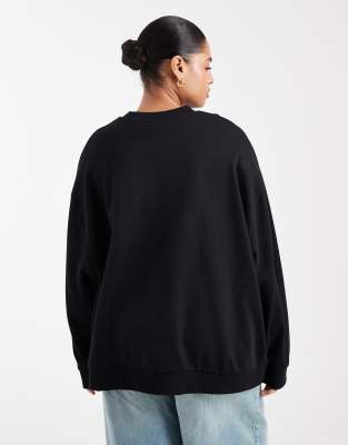 Asos Curve Asos Design Curve Oversized Sweatshirt With Tuscany Graphic In Black