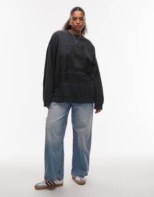 Asos Curve Asos Design Curve Oversized Sweatshirt With Vintage Band Graphic In Gray