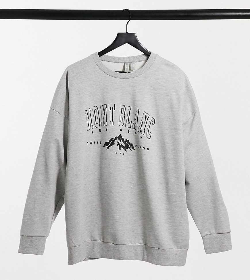 ASOS DESIGN Curve oversized sweatshirt with vintage mountain print in gray marl-Grey