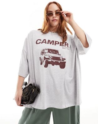 shirt camper outdoors graphic in ice marl | ClassicfuncenterShops -  lambskin leather shirt - ClassicfuncenterShops DESIGN Curve oversized t