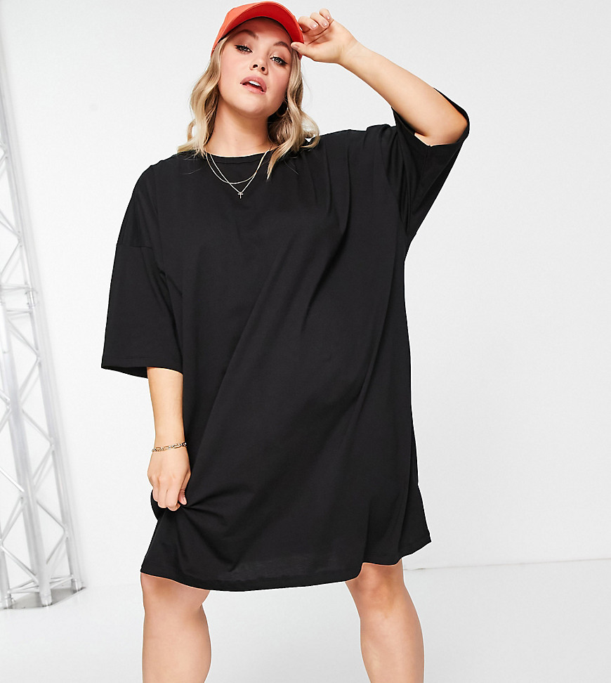 ASOS DESIGN Curve oversized t-shirt dress in black