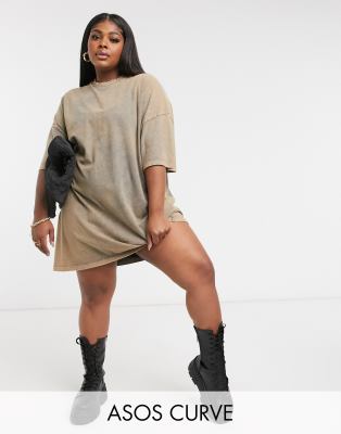 Asos Curve Asos Design Curve Oversized Long Sleeve T-shirt Dress