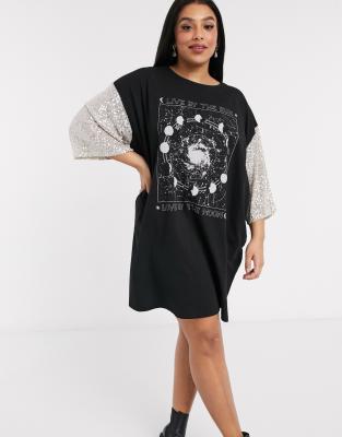 sequin oversized t shirt dress