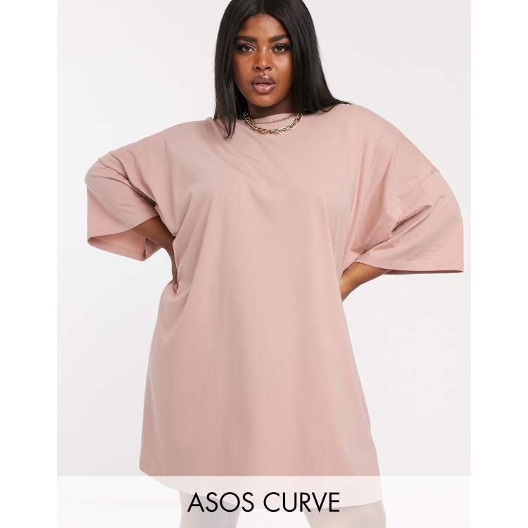 asos curve shirt dress ASOS DESIGN Curve oversized mini t-shirt dress