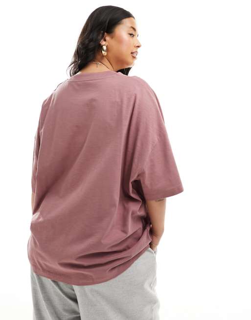 ASOS DESIGN Curve - Oversized T-shirt i støvet lyserød, 4 af 4