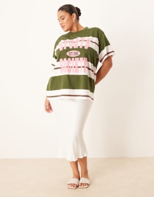 Asos Curve Asos Design Curve Oversized T-shirt In Green
