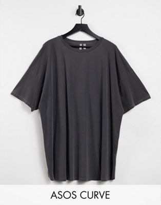 ASOS DESIGN Curve oversized t-shirt in washed charcoal | ASOS