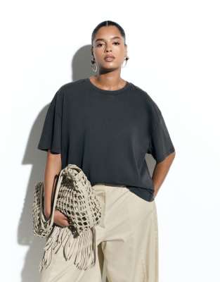 Asos Curve Asos Design Curve Oversized T-shirt In Gray