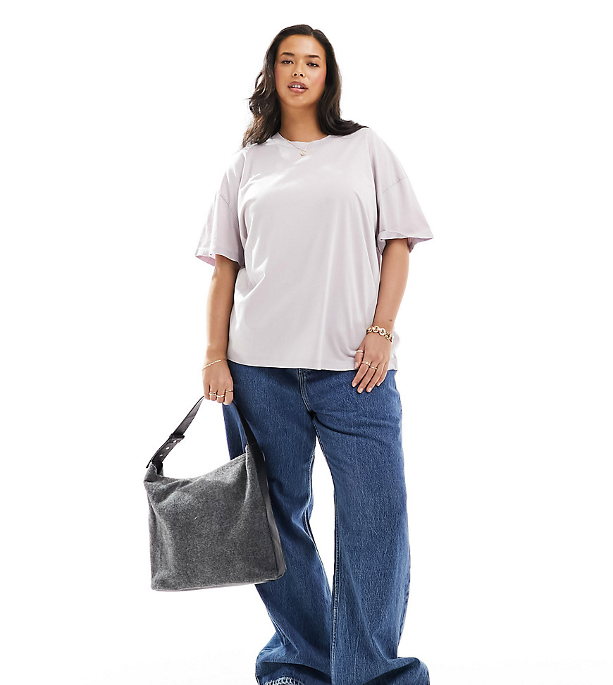 Asos Curve Asos Design Curve Oversized T-shirt In Washed Lilac-purple