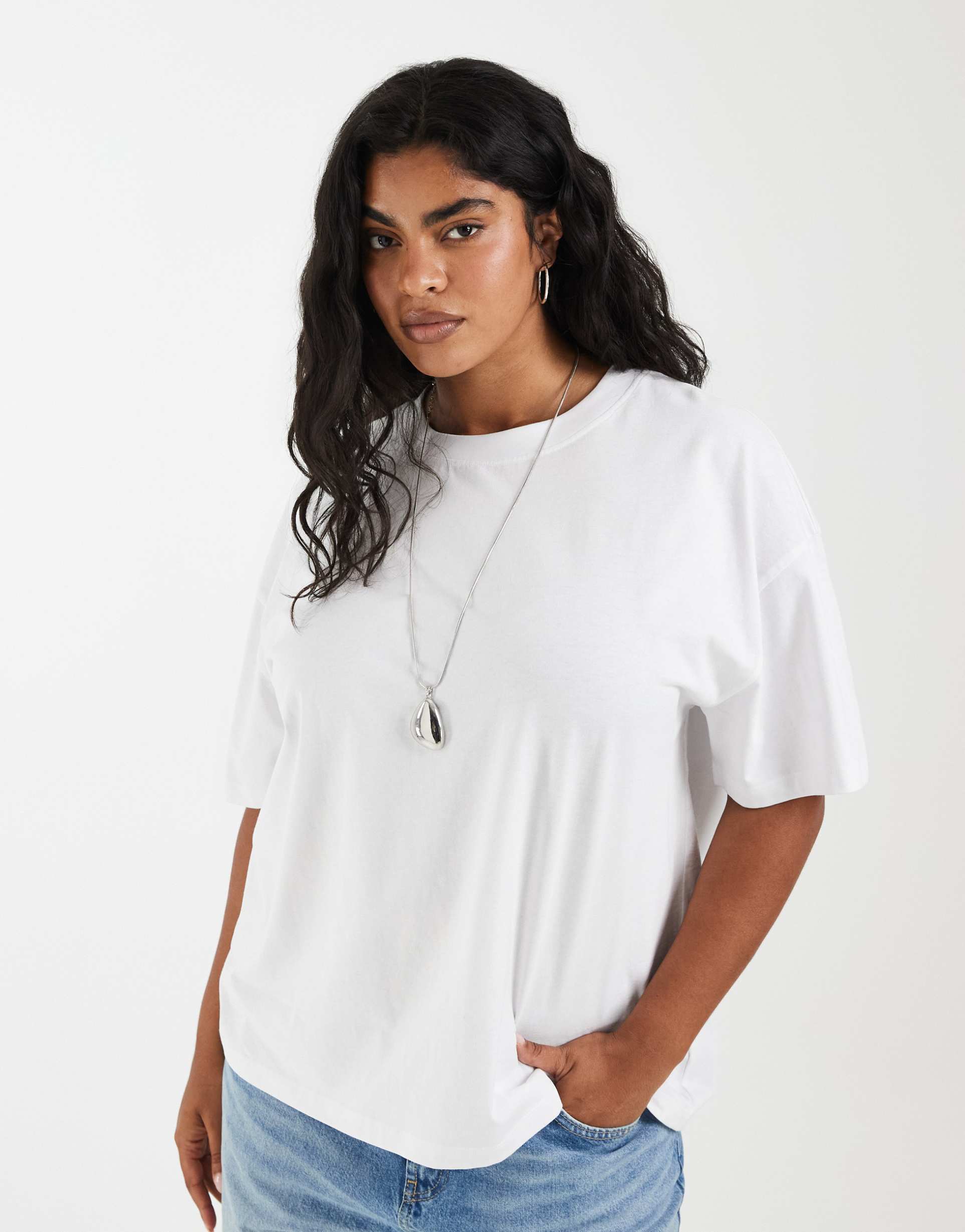 asos design curve oversized t-shirt in white