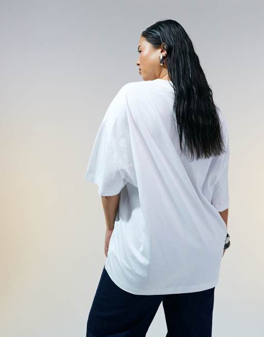 ASOS DESIGN Curve - Oversized T-shirt in wit, 3 van 4