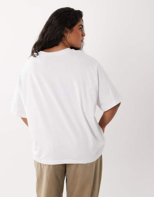 ASOS DESIGN Curve oversized T-shirt med blomsterprint i pink og hvid, 4 af 4