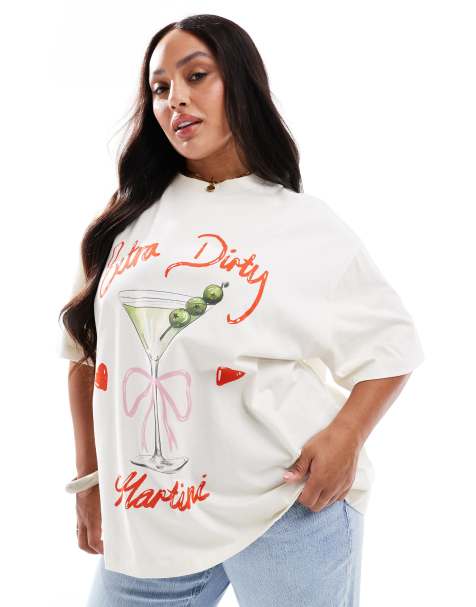 ASOS DESIGN Curve - Oversized T-shirt med 'Dirty Martini'-print - view 1