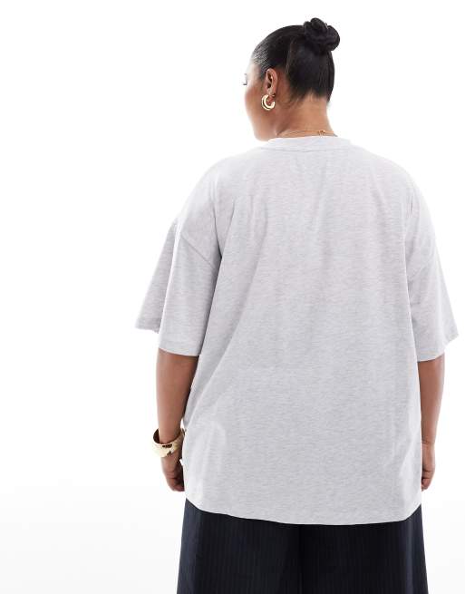 ASOS DESIGN Curve - Oversized T-shirt met Amerikaanse vlag in gemêleerd grijs, 4 van 4