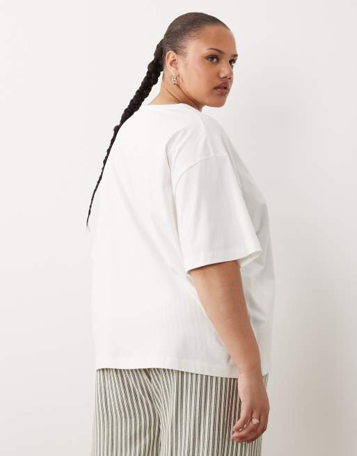 ASOS DESIGN Curve - Oversized T-shirt met distressed grafische Los Cabos-print in crème, 4 van 4