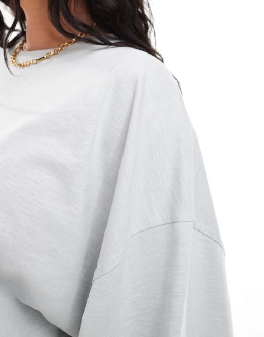 ASOS DESIGN Curve - Oversized T-shirt van slubstof in lichtgrijs, 4 van 4