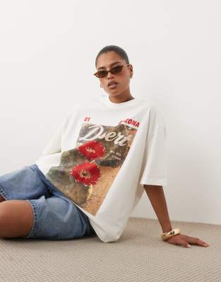 Asos Curve Asos Design Curve Oversized T-shirt With Arizona Desert Graphic In Multi