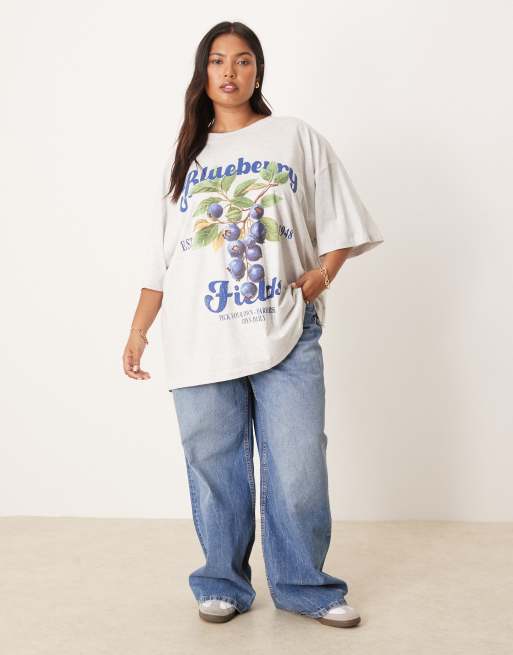 ASOS DESIGN Curve oversized t-shirt with blueberry fields