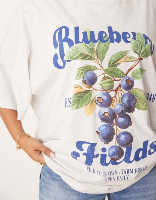 ★DRAW FIT★ Blueberry Print T-Shirt [WHITE] BLUEBERRY 