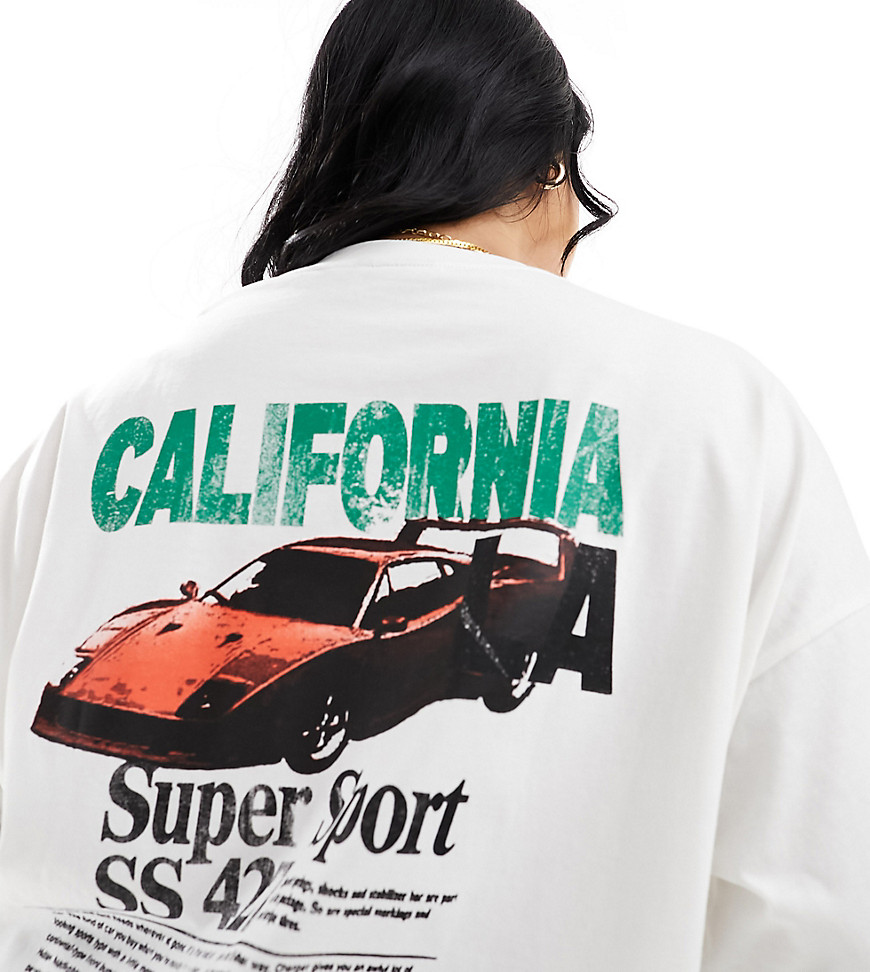 ASOS DESIGN Curve oversized t-shirt with california car graphic in off white