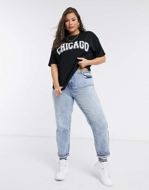 ASOS DESIGN oversized T-shirt with chicago print in black