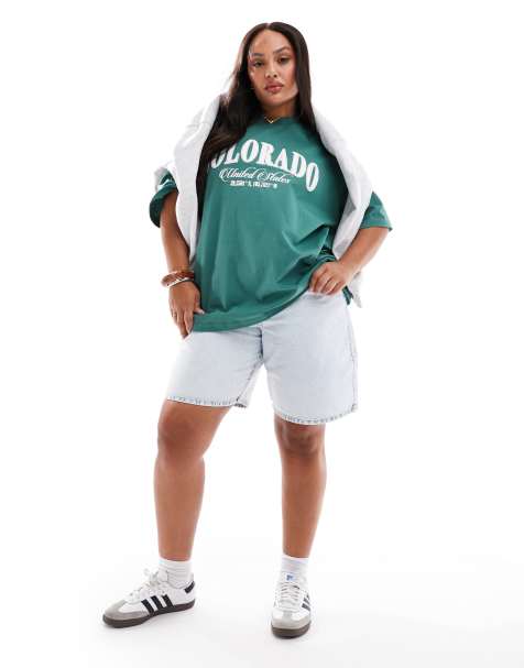 ASOS DESIGN Curve oversized t shirt with Colorado graphic in green