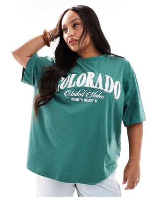ASOS CURVE ASOS DESIGN CURVE OVERSIZED T-SHIRT WITH COLORADO GRAPHIC 