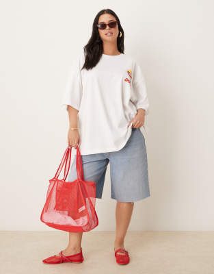 Asos Curve Asos Design Curve Oversized T-shirt With Daiquiri Cocktail Graphic