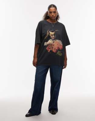 Asos Curve Asos Design Curve Oversized T-shirt With Dracula's Kiss Licence Graphic In Gray