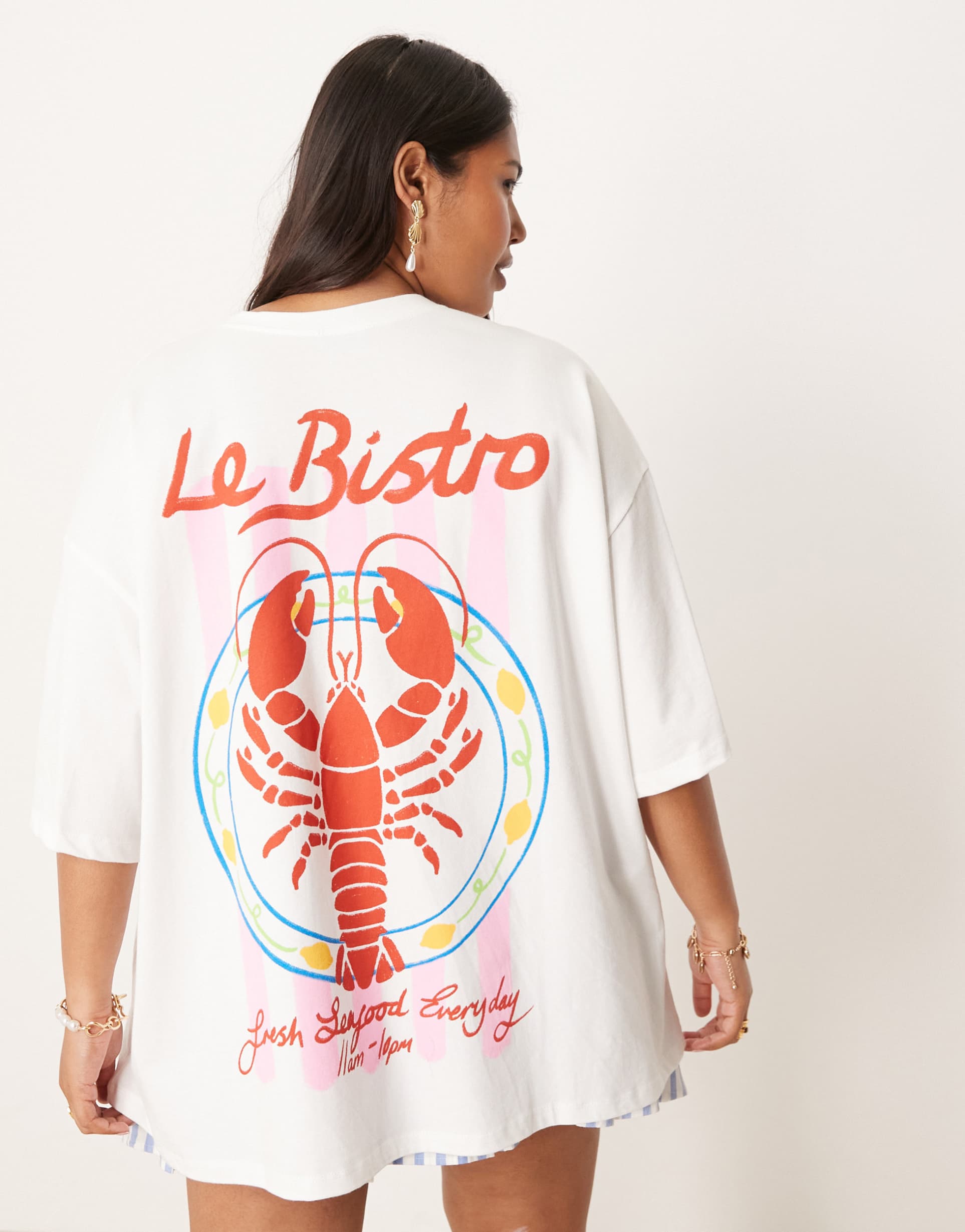 asos design curve oversized t-shirt with lobster graphic