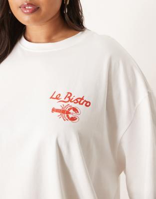 Asos Curve Asos Design Curve Oversized T-shirt With Lobster Graphic-white