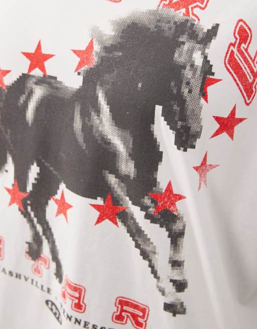 ASOS DESIGN CURVE Oversized T-shirt with lucky star rodeo graphic in white, 2 of 4